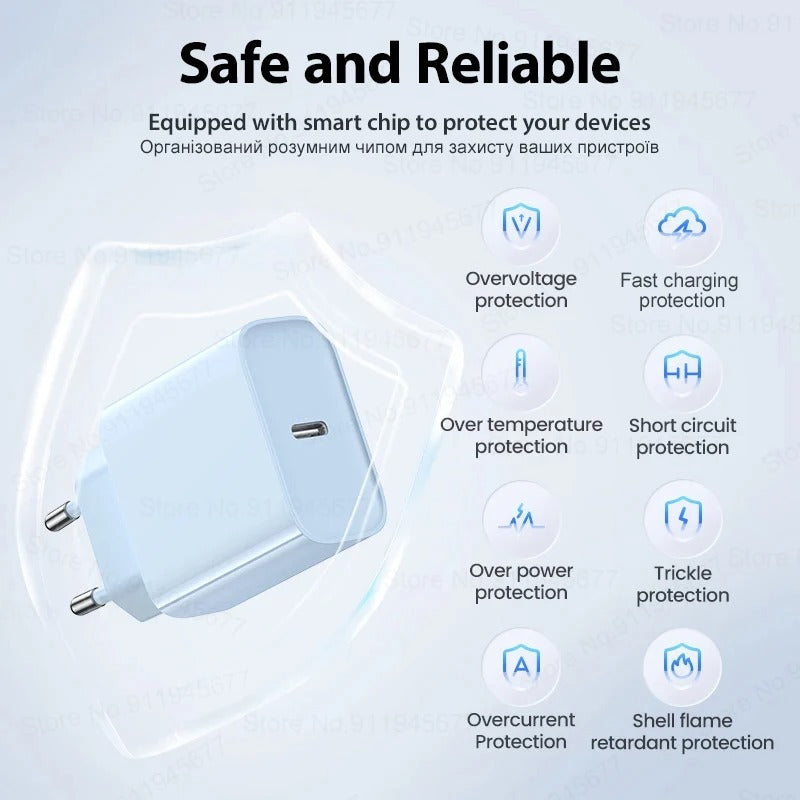 Snabbladdare 20W – USB-C Väggladdare - Go Mobile