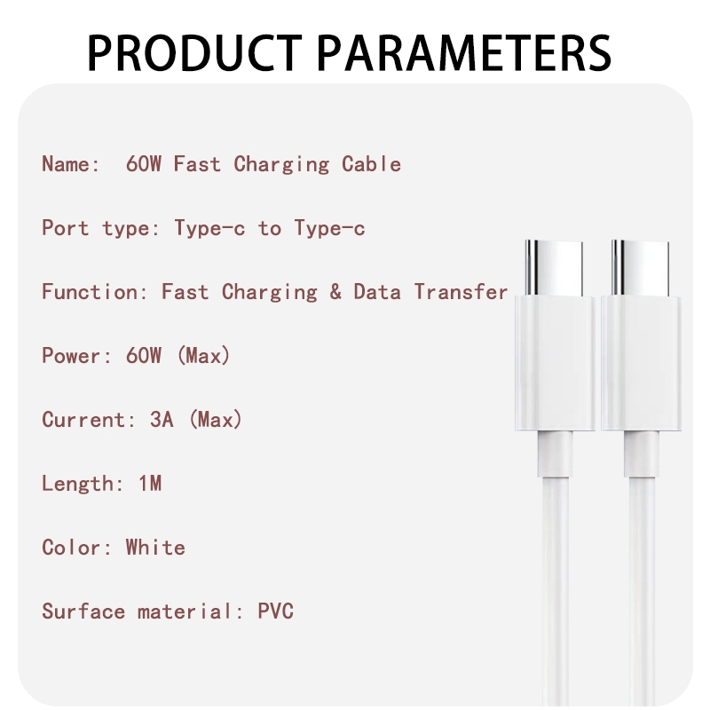 3A Snabb Laddare Kabel 60W - Go Mobile