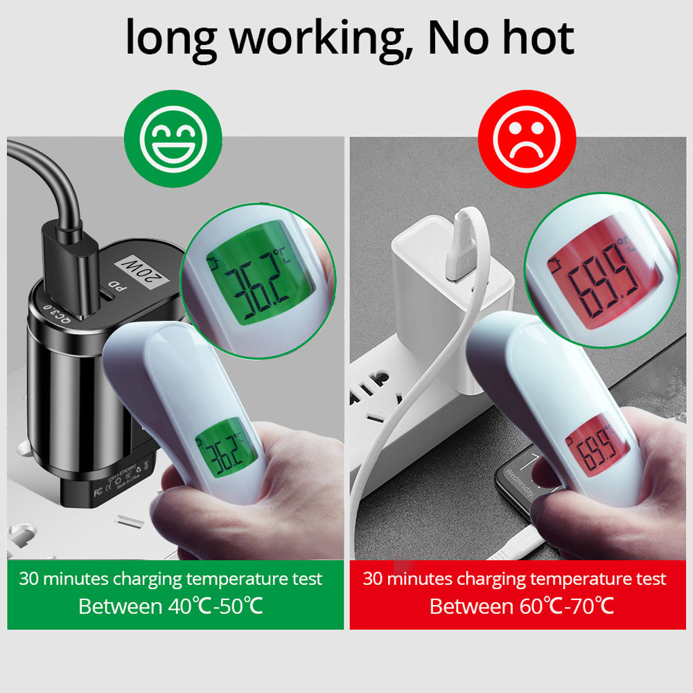 &nbsp;Väggladdare med Snabbladdning – PD 20W med USB-C & USB-A - Go Mobile